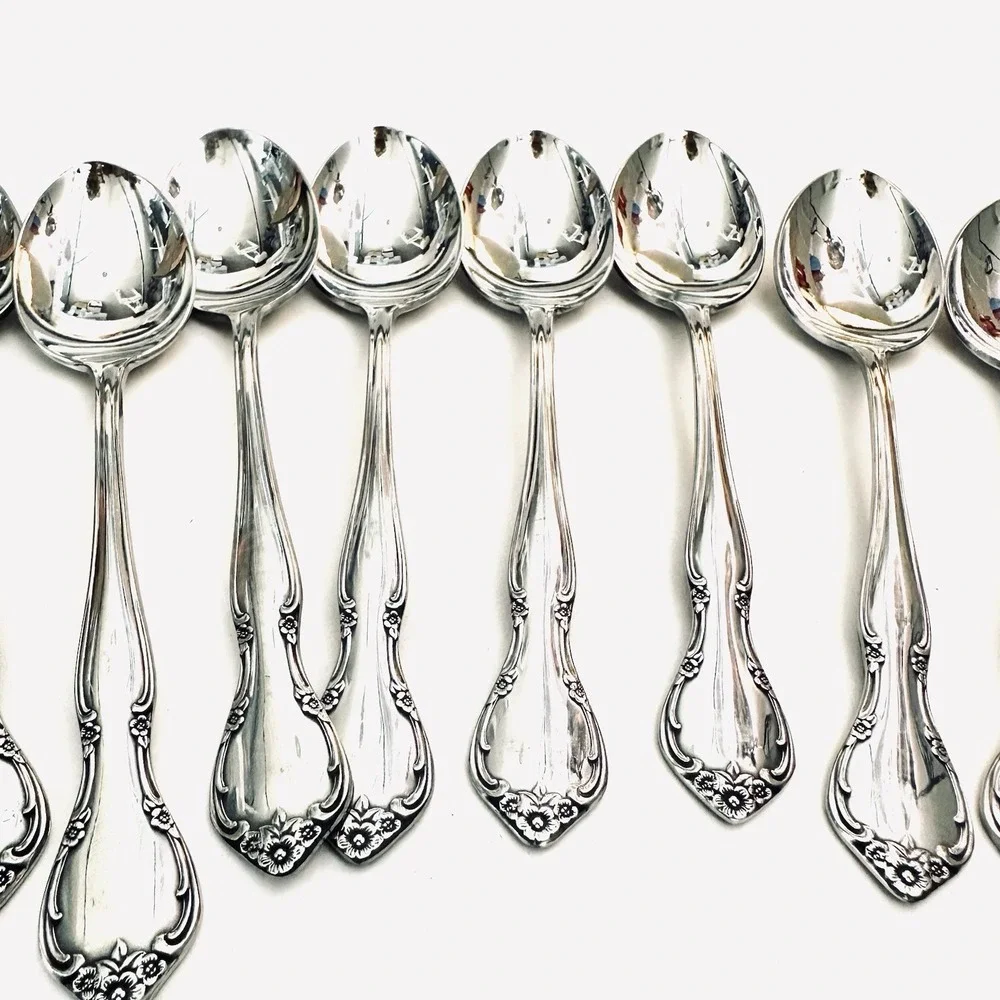 11 Gorham Stegor JOLIE LA BELLE‎ Stainless Flatware TEASPOONS dessert spoons